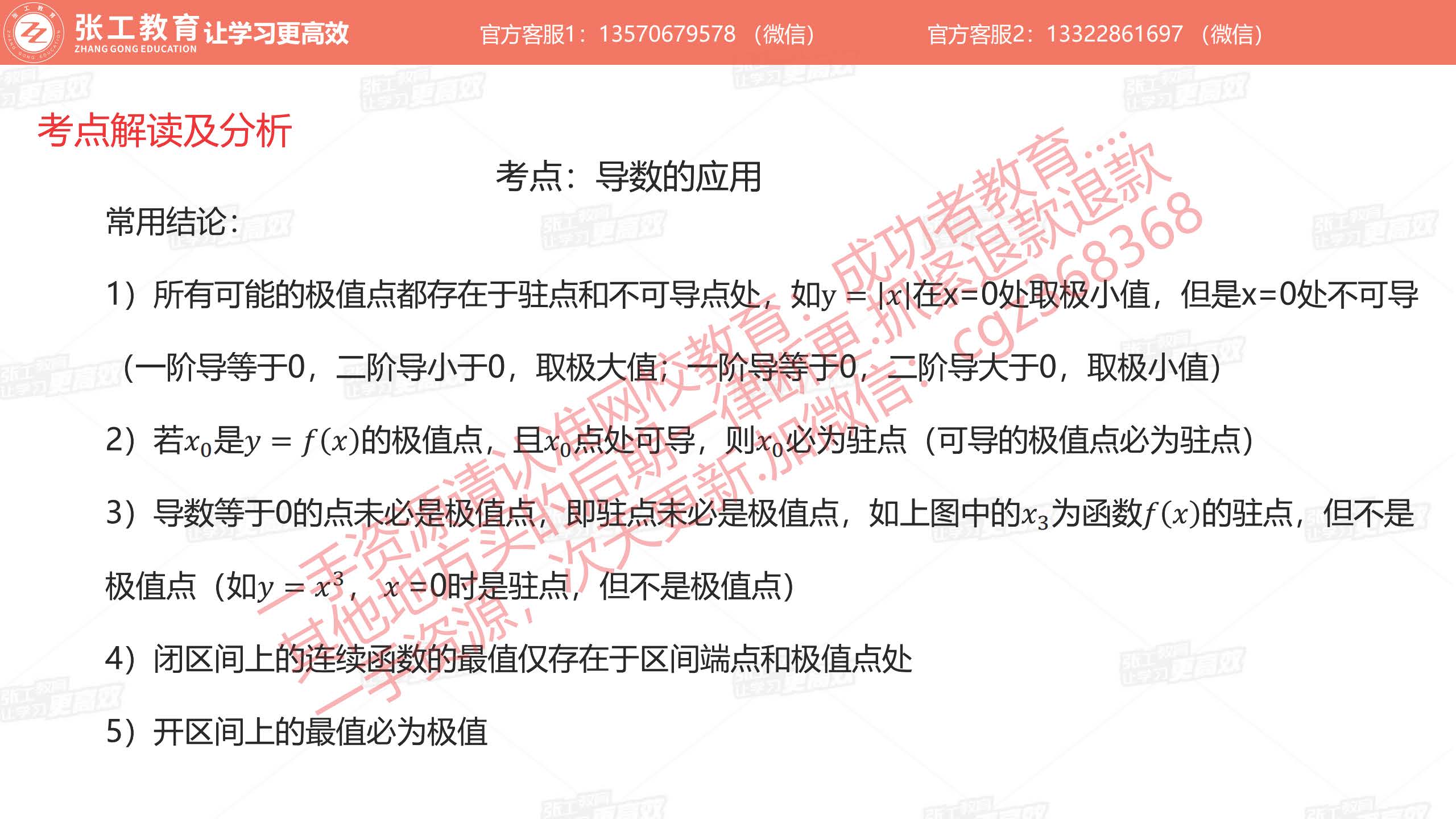 导数的应用：常用结论（5个）