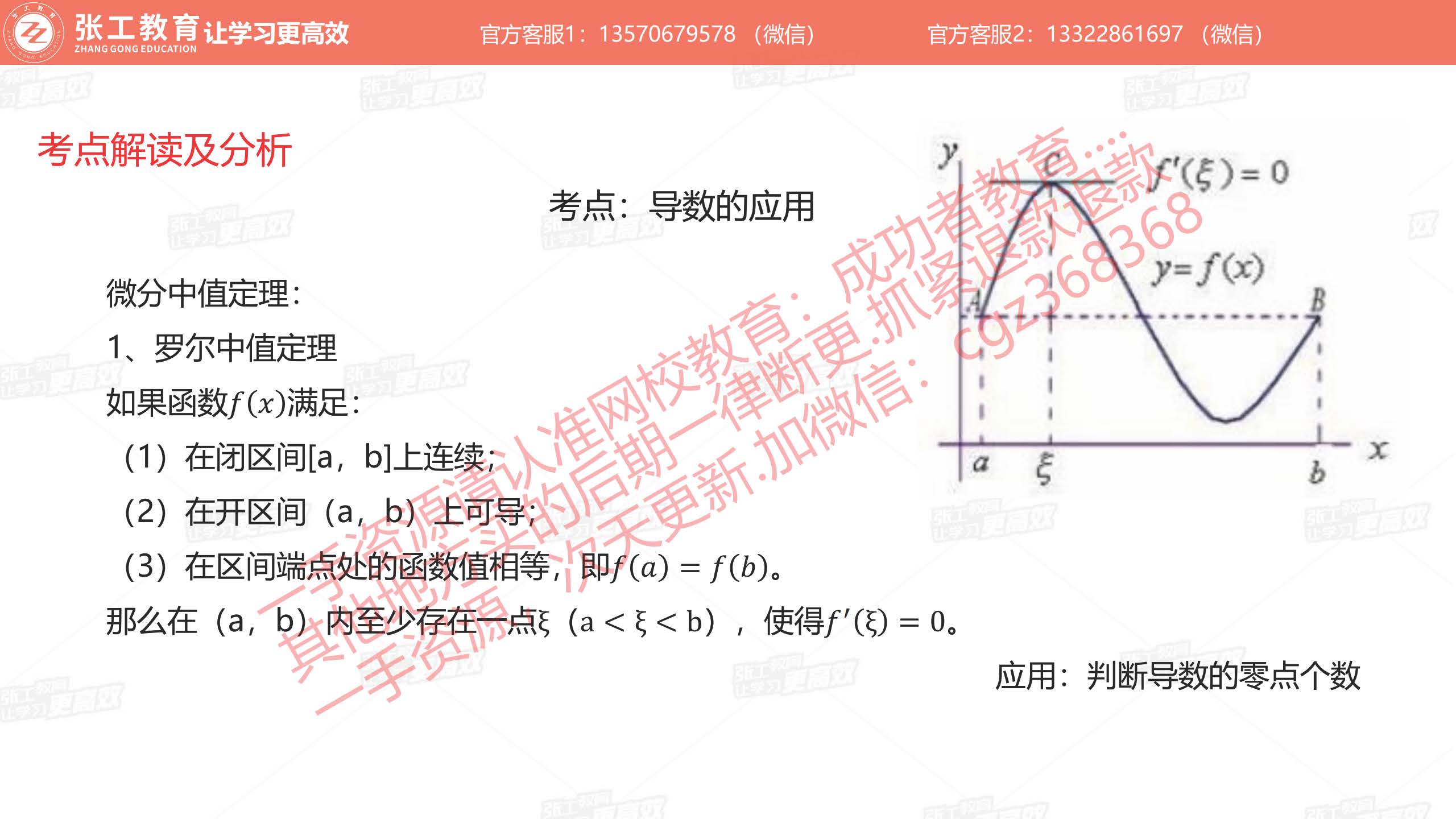 导数的应用：微分中值定理（罗尔中值定理）