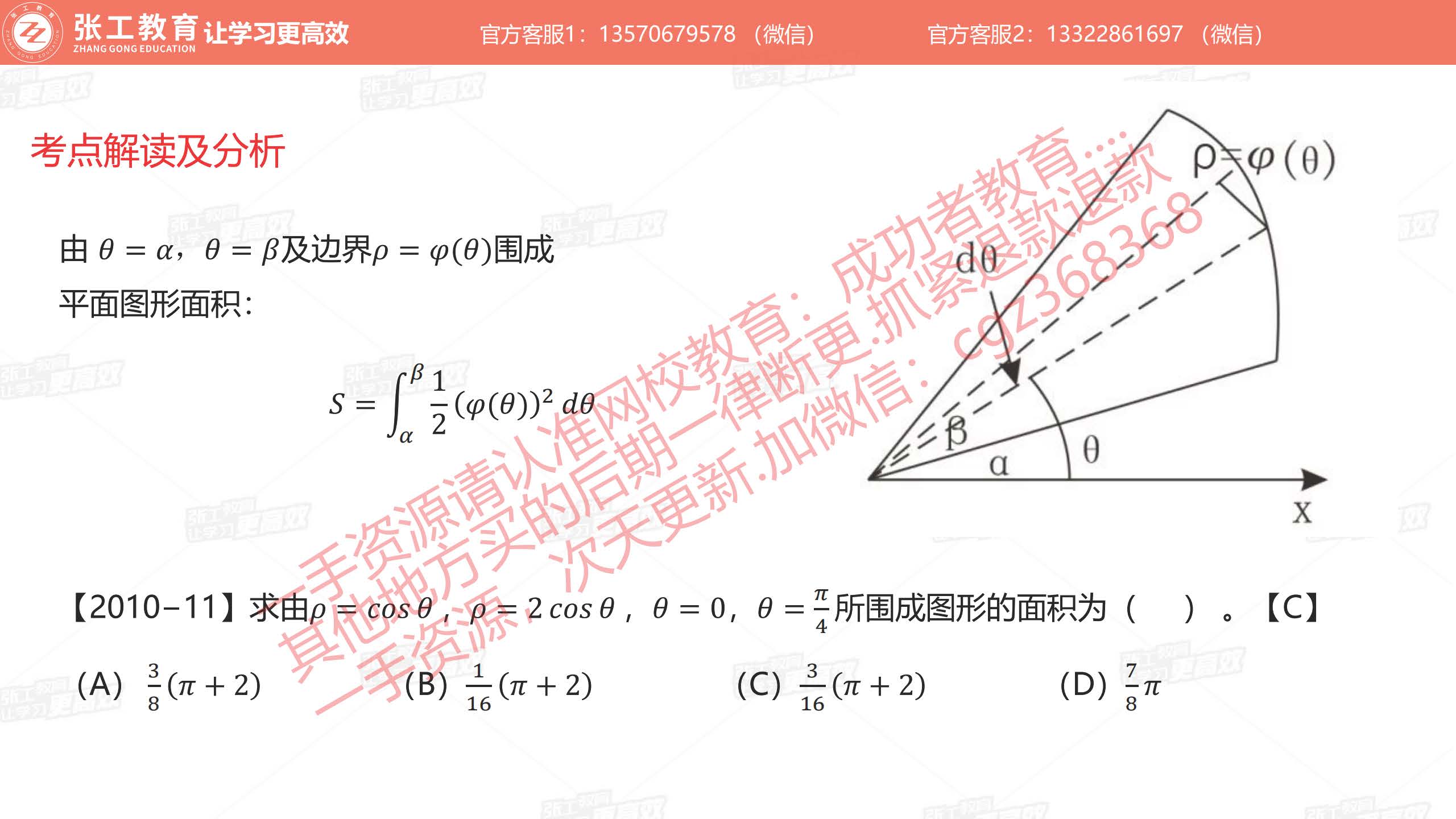 定积分的应用：极坐标系下求平面图形的面积