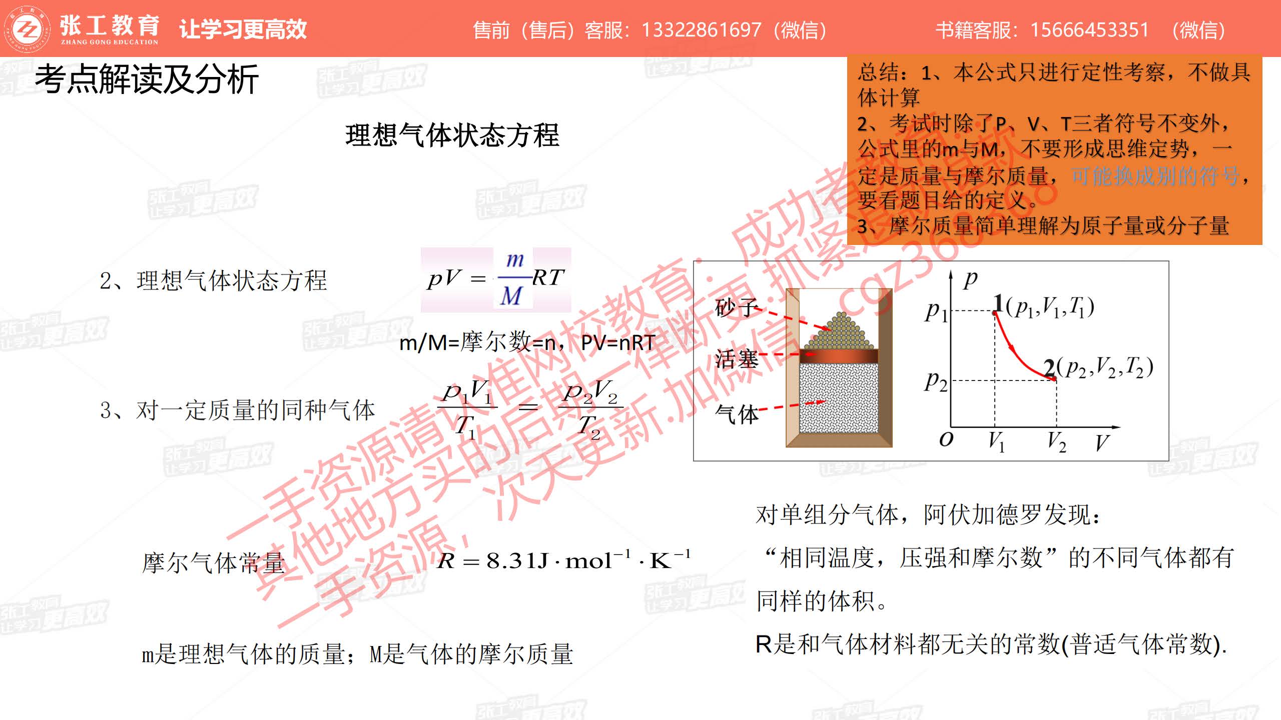 理想气体状态方程、摩尔气体常量（普适气体常数）